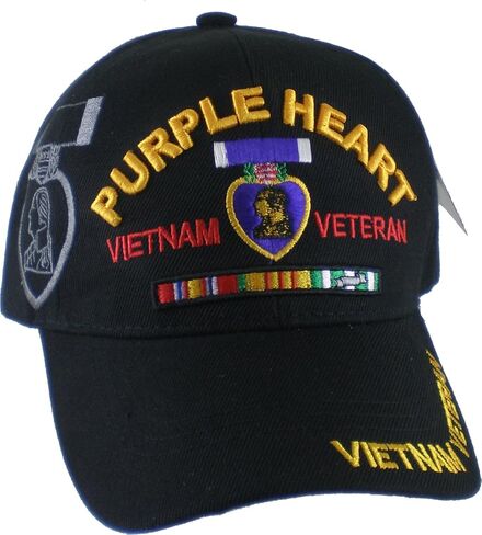 Purple Heart Vietnam Veteran Red Letter Shadow Mens Cap [Black - Adjustable] in Kuwait