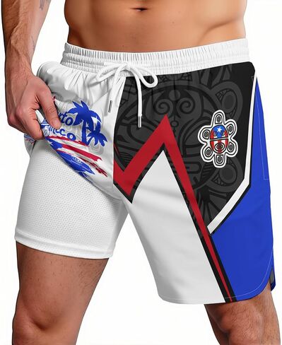 Men's National Swim Trunks Quick Dry Board Shorts with Compression Liner Casual Bathing Suit for Beach Vacation Surfing Party in Saudi Arabia