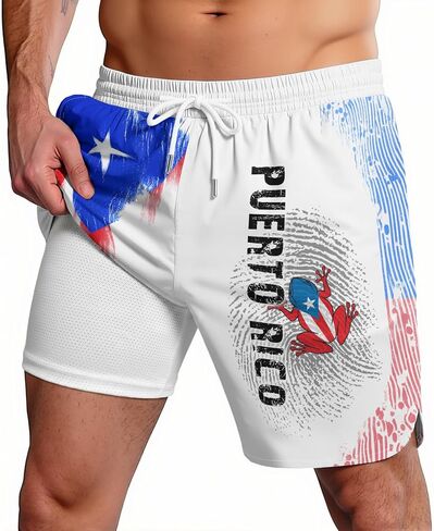 Men's National Swim Trunks Quick Dry Board Shorts with Compression Liner Casual Bathing Suit for Beach Vacation Surfing Party in Saudi Arabia