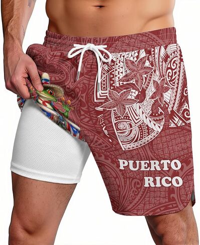 Men's National Swim Trunks Quick Dry Board Shorts with Compression Liner Casual Bathing Suit for Beach Vacation Surfing Party in Saudi Arabia