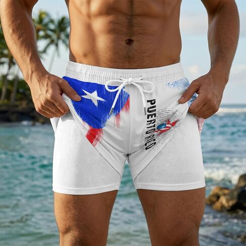Men's National Swim Trunks Quick Dry Board Shorts with Compression Liner Casual Bathing Suit for Beach Vacation Surfing Party in Saudi Arabia