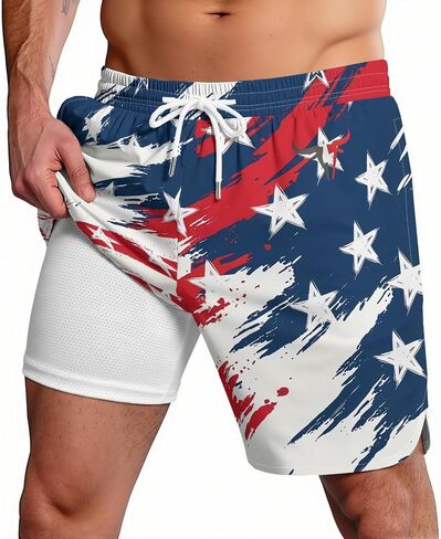 Men's National Swim Trunks Quick Dry Board Shorts with Compression Liner Casual Bathing Suit for Beach Vacation Surfing Party in Saudi Arabia