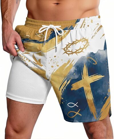 Men's National Swim Trunks Quick Dry Board Shorts with Compression Liner Casual Bathing Suit for Beach Vacation Surfing Party in Saudi Arabia