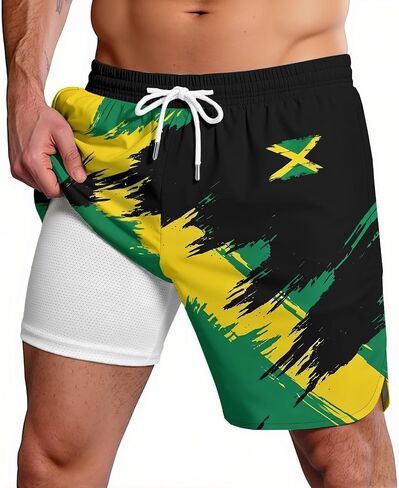 Men's National Swim Trunks Quick Dry Board Shorts with Compression Liner Casual Bathing Suit for Beach Vacation Surfing Party in Saudi Arabia