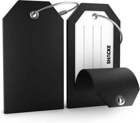 Shacke 2 Luggage Tag for Bags and Suitcases – Flexible Silicone Travel Accessory – Waterproof, Stylish, and Lightweight Bag Identifier with ID Card (Black) in Saudi Arabia