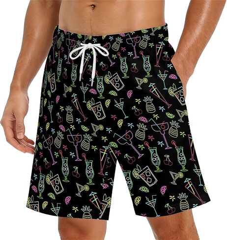 Black Rainbow Paint Men's Swim Trunks Quick Dry Bathing Mesh Lining Suit Swimsuits Beach Shorts with Pockets in Saudi Arabia