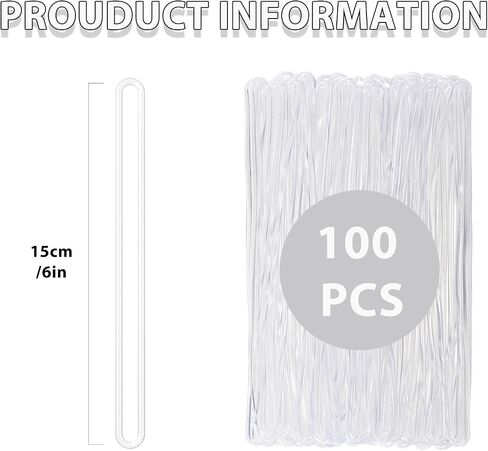 100 Pack Clear Plastic Luggage Tag Loops, 6 Inch Worm Loops for ID Cards, Name Tags, Baggage Identification -Travel Accessories (100) in Saudi Arabia
