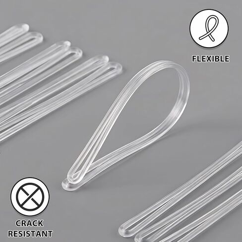100 Pack Clear Plastic Luggage Tag Loops, 6 Inch Worm Loops for ID Cards, Name Tags, Baggage Identification -Travel Accessories (100) in Saudi Arabia