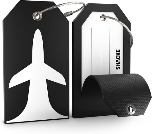 Shacke 2 Luggage Tag for Bags and Suitcases – Flexible Silicone Travel Accessory – Waterproof, Stylish, and Lightweight Bag Identifier with ID Card (Black) in Saudi Arabia