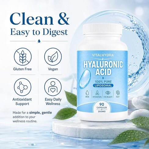Hyaluronic Acid, Hyaluronic Acid Capsules Supplements, 90 Capsules, 200mg in Saudi Arabia