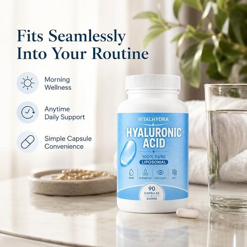 Hyaluronic Acid, Hyaluronic Acid Capsules Supplements, 90 Capsules, 200mg in Saudi Arabia
