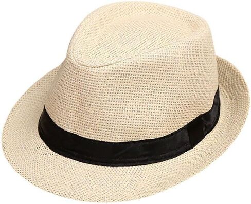 Boolavard Kids Girls Boys Summer Fedora Straw Hat Wide Brim Floppy Beach Sun Visor Hat in Kuwait