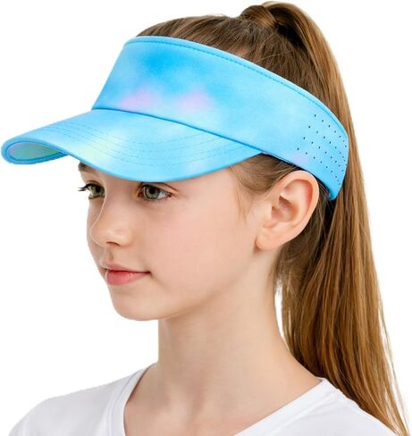 Kids Sun Visor Hats for Girls Boys Mesh Sports Hats Summer Outdoor Running Tennis Golf Visor Hat Age 3-14 in Kuwait