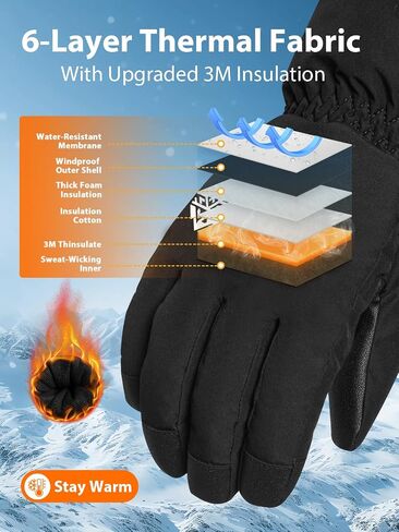 RIGWARL Waterproof Mens Women Gloves for Cold Weather, -5℉ Warm Winter Thermal Gloves with Touch Screen, Anti-Slip Lightweight Snow Gloves Winter for Driving Running Cycling Hiking in Kuwait