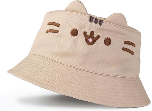 Pusheen Cat Beige Bucket Hat | 3D Ears, Cute Cartoon Face | Kids’ Fun Summer Hat | Casual Sun Protection in Saudi Arabia