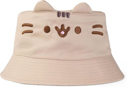 Pusheen Cat Beige Bucket Hat | 3D Ears, Cute Cartoon Face | Kids’ Fun Summer Hat | Casual Sun Protection in Saudi Arabia