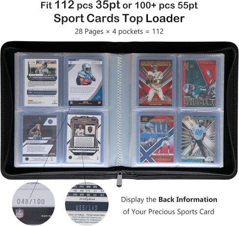 Rayvol Premium 16-Pocket Toploader Binder – Fits 512 Toploaders, Comes with 16 Transparent White Pages for 3" x 4" Toploaders in Kuwait
