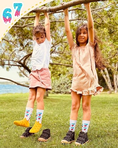 Funny 6 7 Ice Cream Socks for Girls Boys, Crazy Silly Number Six Seven Meme Crew Socks, Novelty Ice Cream Drip Baseball Cotton Sock White Elephant Gifts for Adults Teens Stocking Stuffers in Saudi Arabia