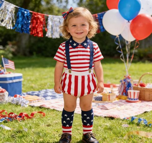 American Flag Knee High Socks for Kids Age 4-6 – Striped Soccer Socks for Boys Girls, 4th of July Independence Day in Kuwait