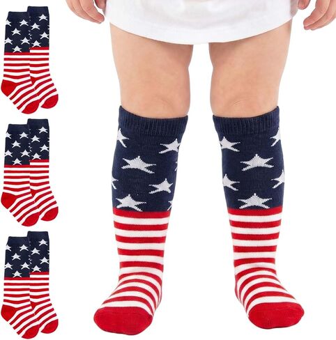 4th of July Socks American Flag Baby Knee High Socks,U.S.A Red White and Blue Sock Soccer Start Socks Toddle Kids in Saudi Arabia