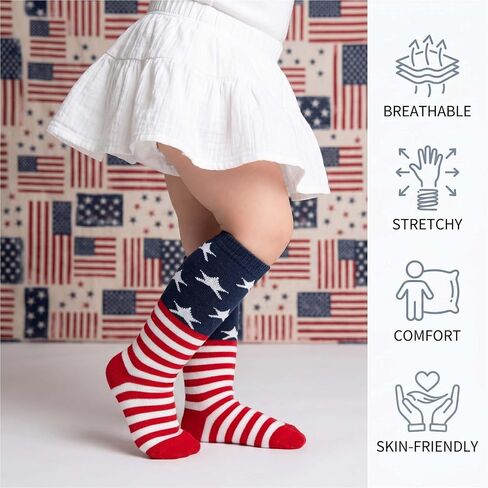 4th of July Socks American Flag Baby Knee High Socks,U.S.A Red White and Blue Sock Soccer Start Socks Toddle Kids in Saudi Arabia