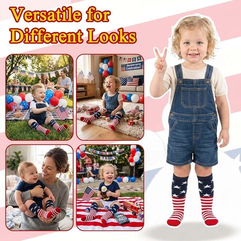 4th of July Socks American Flag Baby Knee High Socks,U.S.A Red White and Blue Sock Soccer Start Socks Toddle Kids in Saudi Arabia