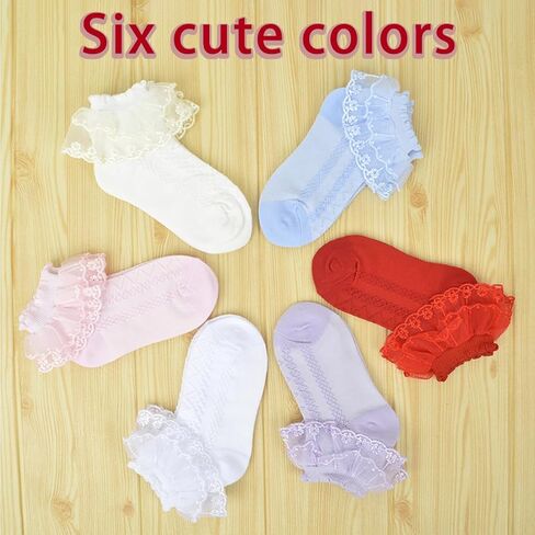 10 Pairs Double-Layer Lace Ruffle Socks – Competition Performance Ruffle Trim Dress Socks for Toddlers & Teens in Saudi Arabia