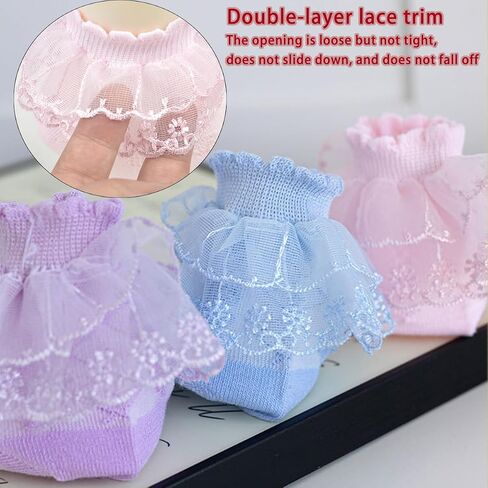 10 Pairs Double-Layer Lace Ruffle Socks – Competition Performance Ruffle Trim Dress Socks for Toddlers & Teens in Saudi Arabia