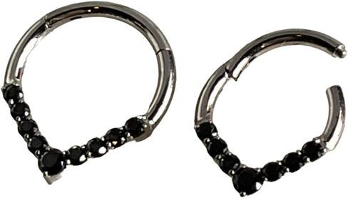 1 Piece Beautiful Chevron CZ Gem Front Hinged Segment Ring - Steel Septum Hoop Helix Daith - Body Jewelry in Kuwait