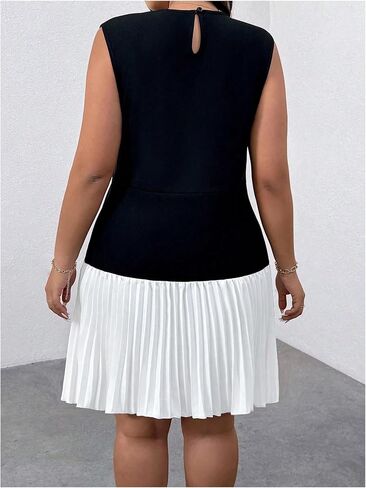 GORGLITTER Women's Plus Size Pleated Dress Cocktail Sleeveless A Line Business Birthday Prom Formal Mini Dresses in Kuwait