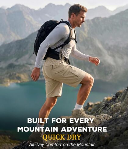 Men's Hiking Cargo Golf Hybrid Shorts 9" Lightweight Quick Dry 5 Zipper Pockets Outdoor Casual Active Shorts in Kuwait
