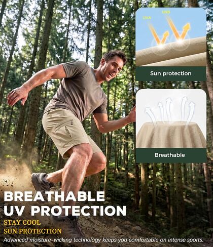 Men's Hiking Cargo Golf Hybrid Shorts 9" Lightweight Quick Dry 5 Zipper Pockets Outdoor Casual Active Shorts in Kuwait