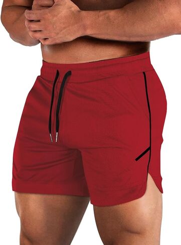 Aolesy Mens Workout Shorts with Zip Pocket 5" Lightweight Gym Running Shorts Linerless Bodybuilding Athletic Shorts in Saudi Arabia