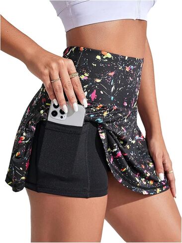 MakeMeChic Women's Athletic Tennis Skirt with Shorts High Waist Workout Golf Mini Skirt in Kuwait