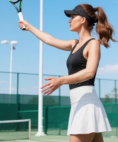 Hiheart Womens Tennis Skirt Pleated Athletic Skirts with Pocket Shorts Elastic Waisted Golf Skorts for Workout Pickleball in Saudi Arabia
