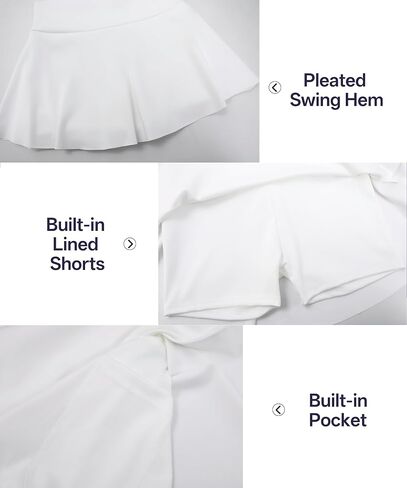 Hiheart Womens Tennis Skirt Pleated Athletic Skirts with Pocket Shorts Elastic Waisted Golf Skorts for Workout Pickleball in Saudi Arabia