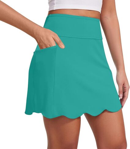 Wkishenl Skorts for Women with Pockets Tummy Control Golf Athletic Skirts Dressy Casual Scalloped Hem Sport Tennis Skirt in Saudi Arabia