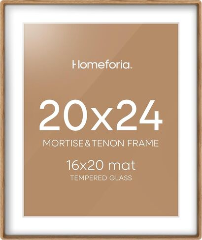 Homeforia 16 by 20 Picture Frame Brown Wood, Mortise & Tenon Walnut 16x20 Poster Frames with Mat 11x14 for Wall, 20x16 Dark Wooden Frames Matted to 11 x 14 inch Art, Tempered Glass, Wall Kit, Set of 2 in Saudi Arabia