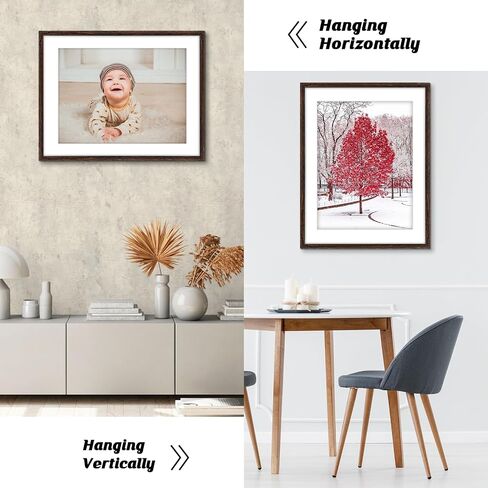 HLiWEGNS Dark Brown 14x18 Frame - Single Frame - Rustic Woodgrain 14x18 Poster Frame for Pictures 12x16 with Mat or Picture Frame Without mat for Wall Gallery Display in Saudi Arabia