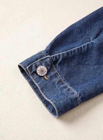 Dokotoo Cropped Jean Jacket Women Button Down Long Sleeve Collarless Cinched Waist Denim Jackets in Kuwait