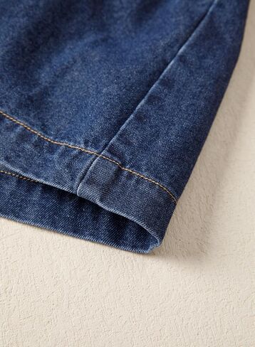 Dokotoo Cropped Jean Jacket Women Button Down Long Sleeve Collarless Cinched Waist Denim Jackets in Kuwait