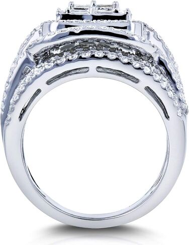 Kobelli Multi Diamond Rectangular Frame Bridal Rings Set 2 1/2 CTW in 14k White Gold in Kuwait