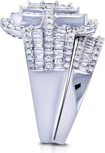 Kobelli Multi Diamond Rectangular Frame Bridal Rings Set 2 1/2 CTW in 14k White Gold in Kuwait