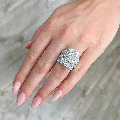 Kobelli Multi Diamond Rectangular Frame Bridal Rings Set 2 1/2 CTW in 14k White Gold in Kuwait