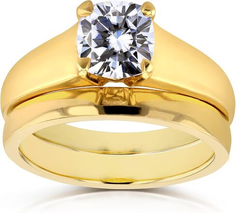 Kobelli Cushion Moissanite Classic Solitaire Bridal Set 1 1/10 CTW 14k Yellow Gold in Kuwait