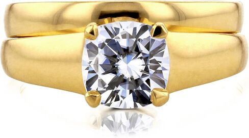 Kobelli Cushion Moissanite Classic Solitaire Bridal Set 1 1/10 CTW 14k Yellow Gold in Kuwait