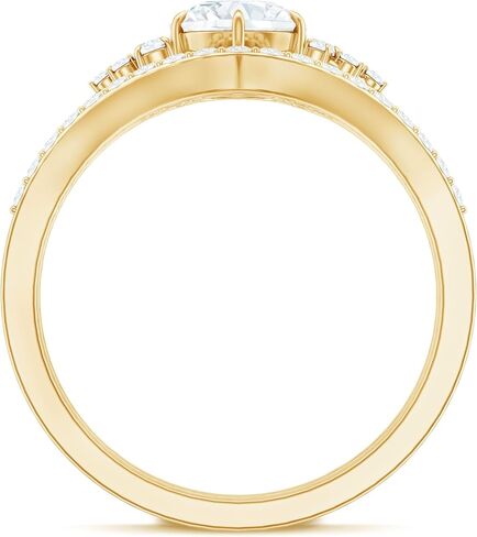 Mothers Day Gift, Certified 1.2Ct Moissanite Bridal Ring Set, D-Vs1 Quality, Moissanite Engagement Ring With Curved Band in Kuwait