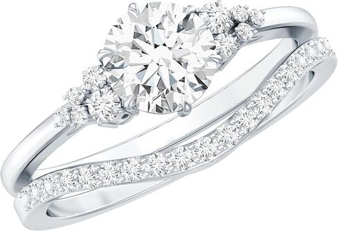 Mothers Day Gift, Certified 1.2Ct Moissanite Bridal Ring Set, D-Vs1 Quality, Moissanite Engagement Ring With Curved Band in Kuwait