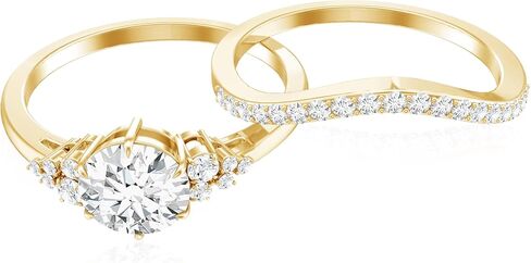 Mothers Day Gift, Certified 1.2Ct Moissanite Bridal Ring Set, D-Vs1 Quality, Moissanite Engagement Ring With Curved Band in Kuwait