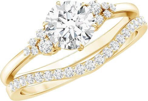 Mothers Day Gift, Certified 1.2Ct Moissanite Bridal Ring Set, D-Vs1 Quality, Moissanite Engagement Ring With Curved Band in Kuwait